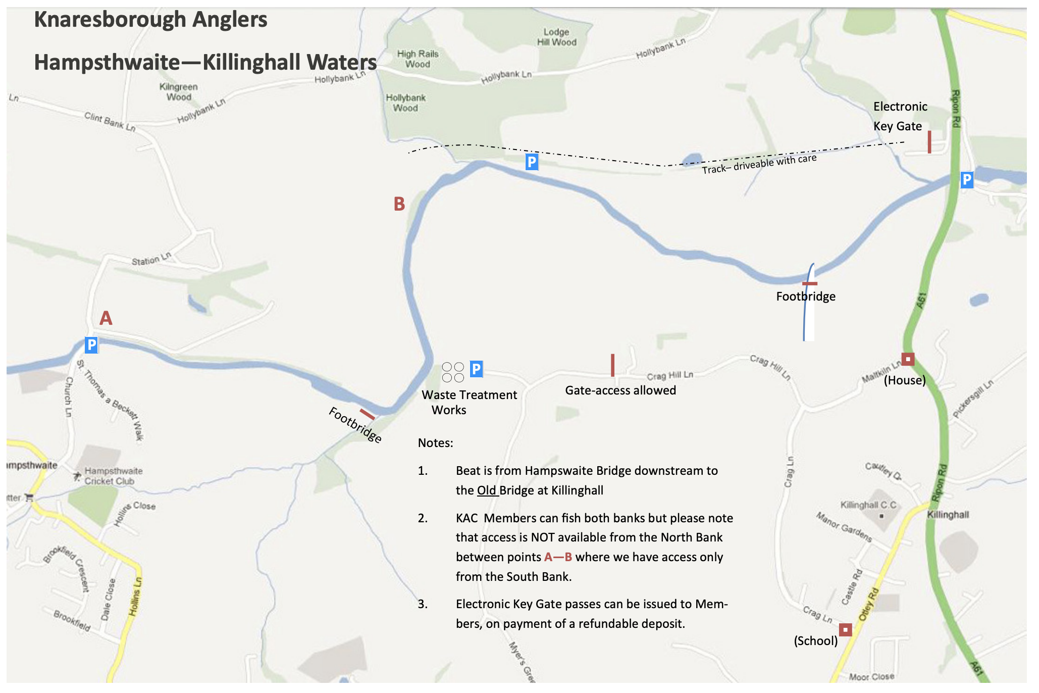 Hampsthwaite to Killinghall parking and river access.