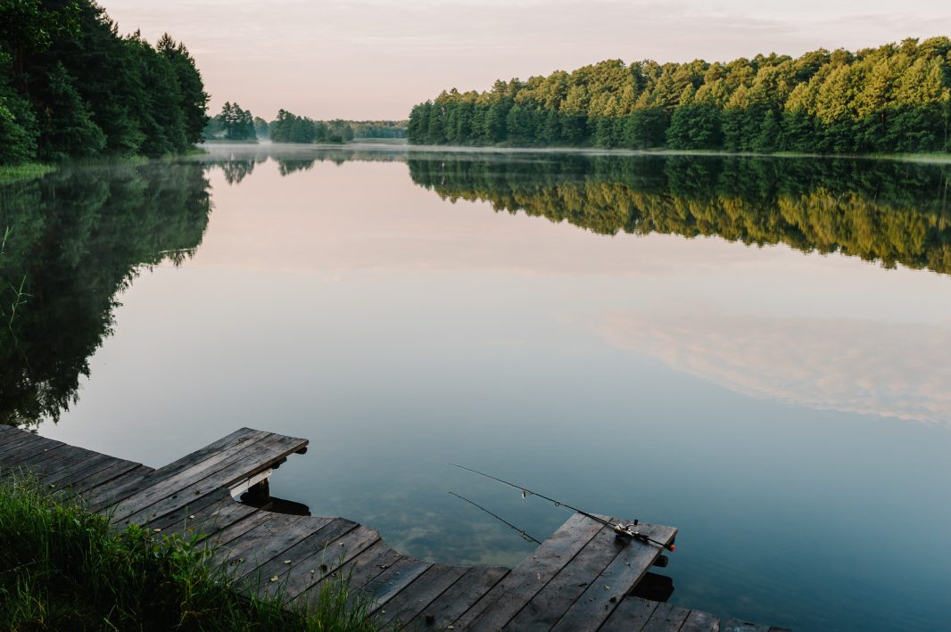 morning mist on fishing lake